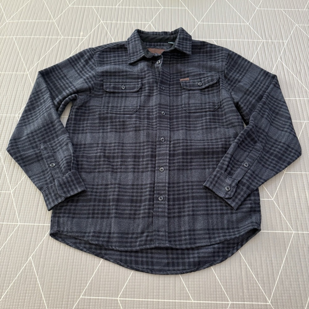 Orvis Men's Flannel Shirt Size Large Button Down Pockets Shacket Black Plaid‎
